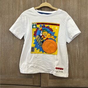 Marc Jacobs Kids White Tee with Bright Garfield Basketball Graphic